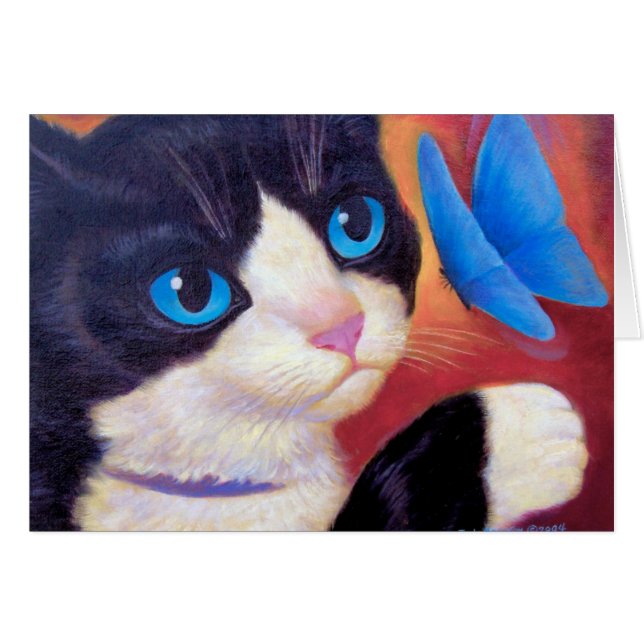 Tuxedo Cat Butterfly Painting - Multi (Front Horizontal)