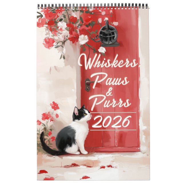 Tuxedo Cat Calendar 2026 – Black and White Cat Art (Cover)