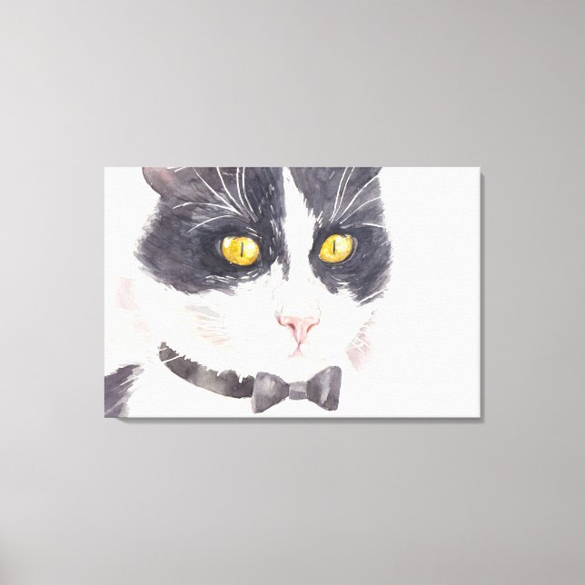 Tuxedo cat canvas print (Front)