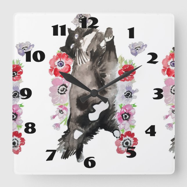 Tuxedo Cat Cats Art Animal Childs Room Clock (Front)