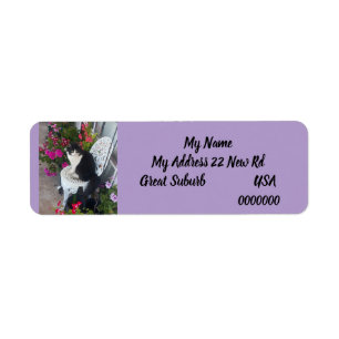 Tuxedo cat Cats Art Return Address Labels Lilac