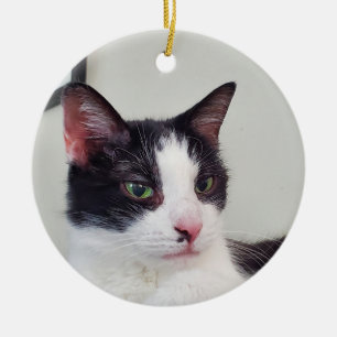 Tuxedo Cat Ceramic Ornament