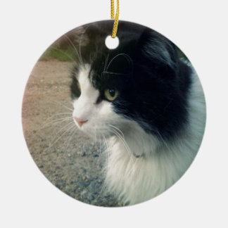 Tuxedo Cat Ceramic Ornament