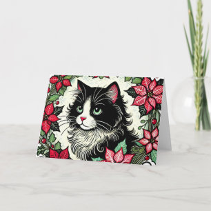Tuxedo Cat Christmas Card