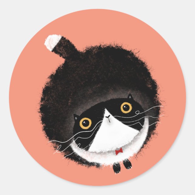 Tuxedo Cat Classic Round Sticker (Front)
