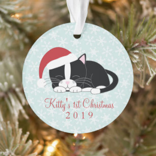 Tuxedo Cat Custom Christmas Ornament