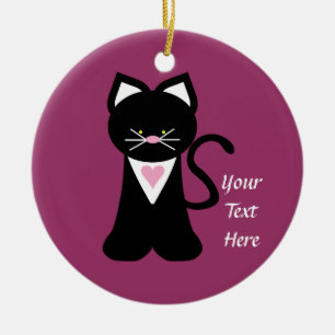 Tuxedo Cat (customizable) Ceramic Ornament