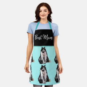 Tuxedo Cat Cute Cats Black White Animal Mum Apron