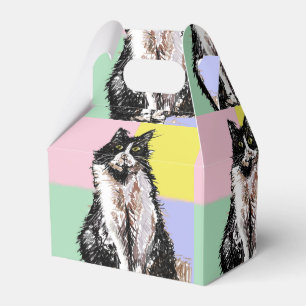 Tuxedo Cat Cute Cats Black White Pastel Rainbow Favor Box