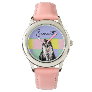 Tuxedo Cat Cute Cats Black White Pastel Rainbow Watch
