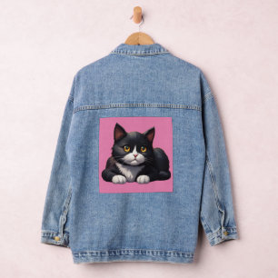 TUXEDO CAT CUTE DENIM JACKET