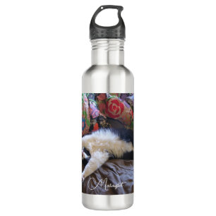 Tuxedo Cat Cute doing a Mexican Wave Funny Cats 710 Ml Water Bottle