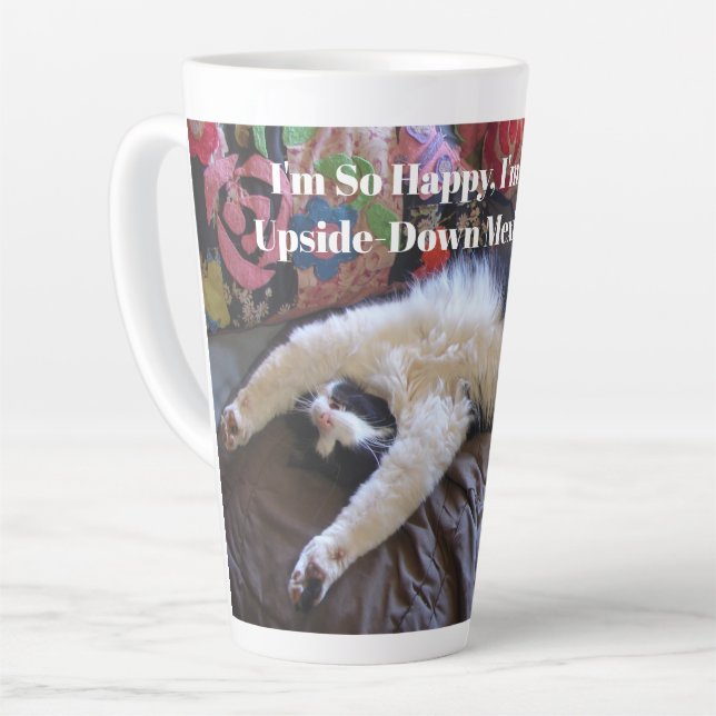 Tuxedo Cat Cute doing a Mexican Wave Funny Mug (Left Angle)