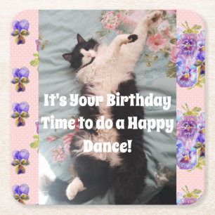 Tuxedo Cat Cute Funny Cats Happy Birthday Coasters