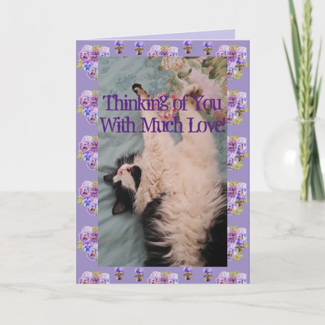 Tuxedo Cat Cute Funny Quote With Much Love Card (Front)