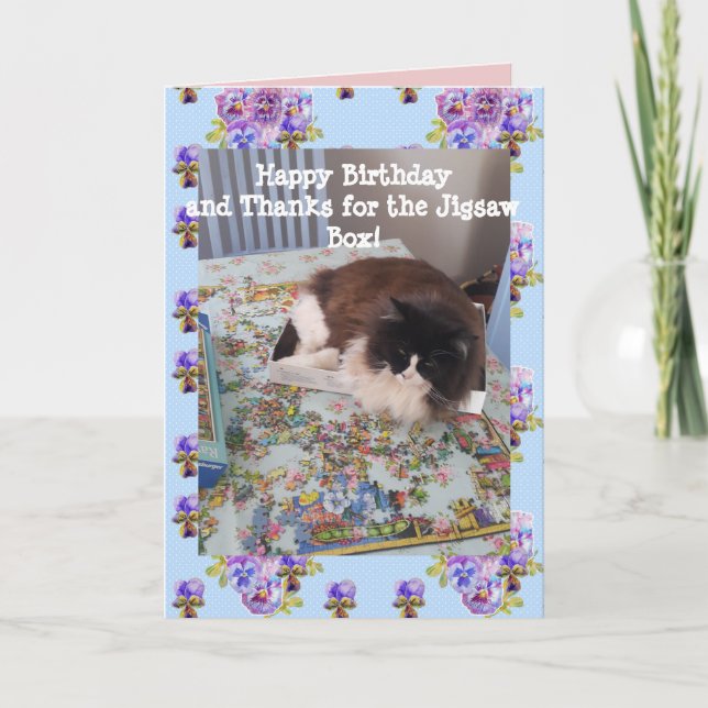 Tuxedo Cat Cute Funny Sleeping Jigsaw Cats Card (Front)