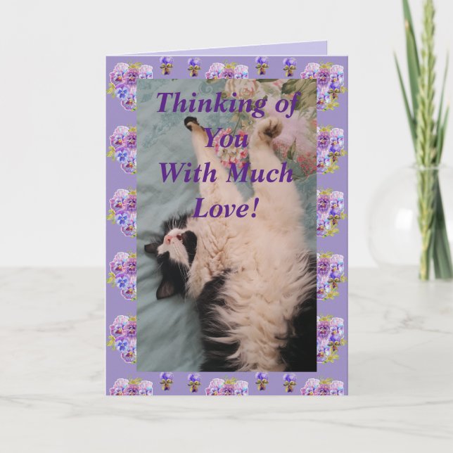 Tuxedo Cat Cute Funny Thinking of You Love Card (Front)