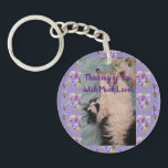 Tuxedo Cat Cute Funny Thinking of You Love Keyring<br><div class="desc">Tuxedo Cat Cute Funny Thinking of You Love Keyring. Designed from my original photo and floral paintings.</div>