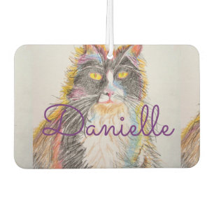Tuxedo Cat Cute Love You Name Car Air Freshener
