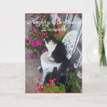 Tuxedo Cat Cute Pretty Flowers Cats Birthday Card<br><div class="desc">Tuxedo Cat Cute Pretty Flowers Cats Birthday Card,  with a fully customizable name. Designed from one of my original photos,  a must for all cat lovers!.</div>