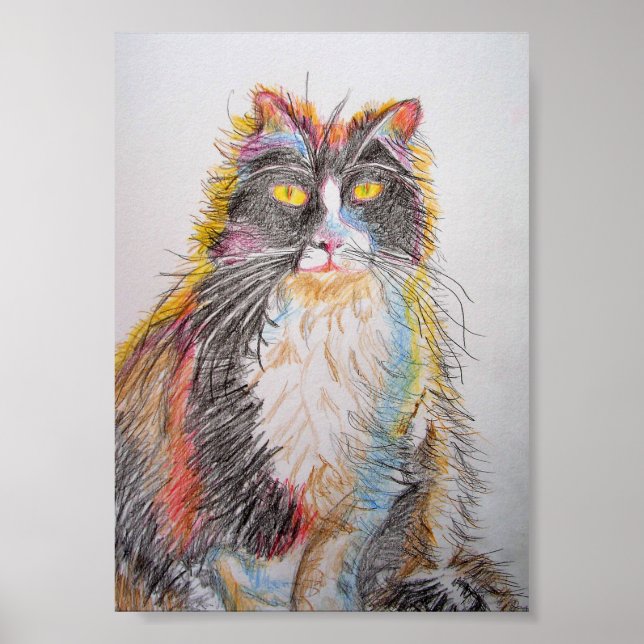 Tuxedo cat Dessin Art Chat Chats Poster (Devant)
