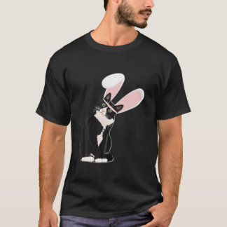 Tuxedo Cat Easter Bunny With Ears Pajamas Women Me T-Shirt