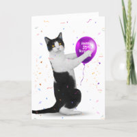 Tuxedo Cat et 35e carte de ballon d'anniversaire
