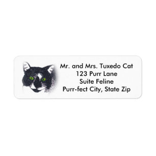Tuxedo Cat Face Pointillism Address Labels