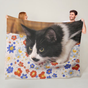 Tuxedo Cat Fleece Blanket