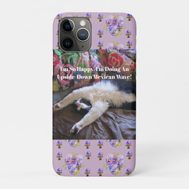 Tuxedo Cat Funny Cute doing a Mexican Wave Quote Case-Mate iPhone Case (Back)