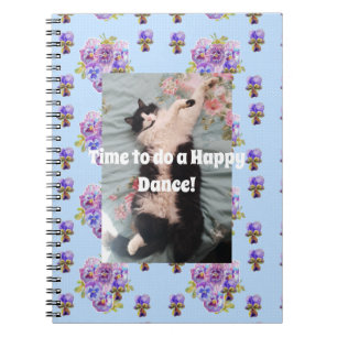 Tuxedo Cat Funny Cute Floral Happy Dance Notebook