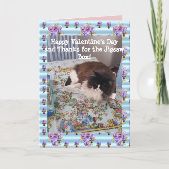 Tuxedo Cat Funny Jigsaw Cats Valentines Day Card (Front)