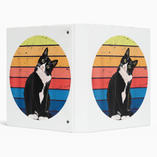 Tuxedo Cat Gift Retro Colors for Animal Lovers Binder