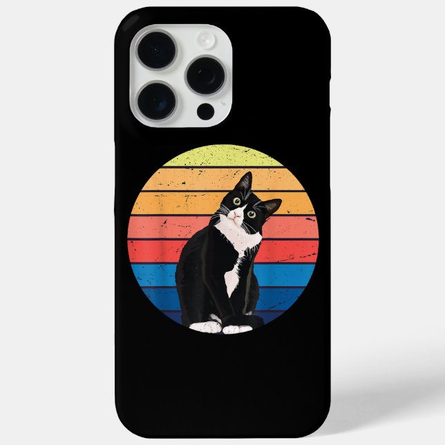 Tuxedo Cat Gift Retro Colours for Animal Lovers Case-Mate iPhone Case (Back)