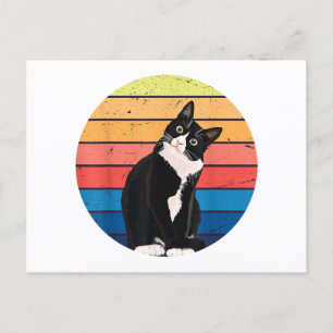 Tuxedo Cat Gift Retro Colours for Animal Lovers Holiday Postcard