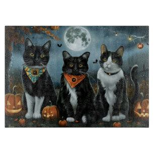 Tuxedo Cat Halloween Spooky Cutting Board