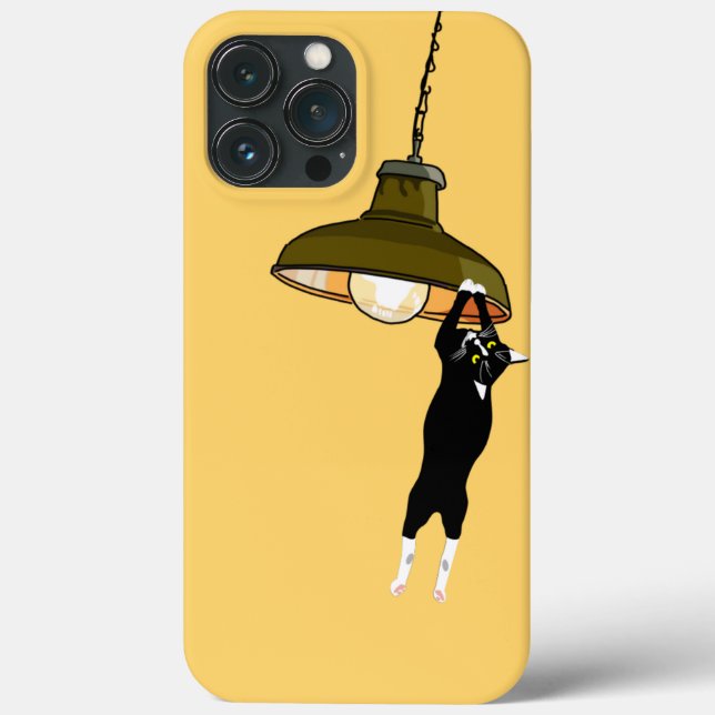 Tuxedo Cat Hanging on Lamp Case-Mate iPhone Case (Back)