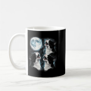 Tuxedo Cat Howling At Moon Retro 90s Coffee Mug