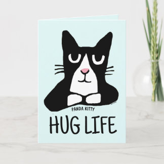 TUXEDO CAT HUG PANDA KITTY CARTE DE SALUT D'ANNIVE