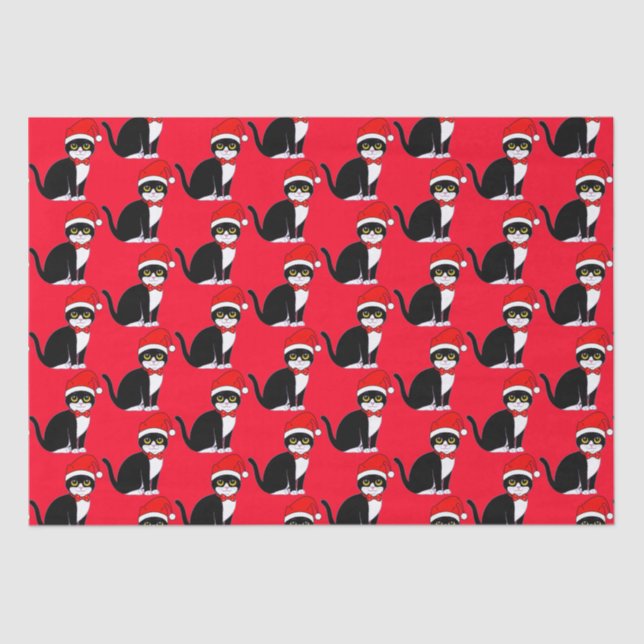 Tuxedo Cat in Bowtie: at Christmas  Tissue Paper (Front)