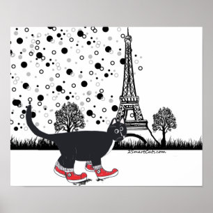 Tuxedo cat in Paris Poster