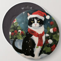 Tuxedo Cat in Snow Christmas