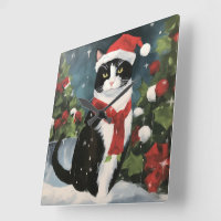 Tuxedo Cat in Snow Christmas