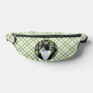 Tuxedo Cat in Window Painting Cute Original Art Fanny Pack