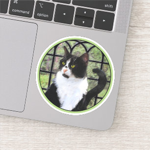 Tuxedo Cat in Window Painting Original Animal Art