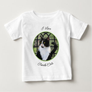 Tuxedo Cat in Window Painting Original Animal Art Baby T-Shirt