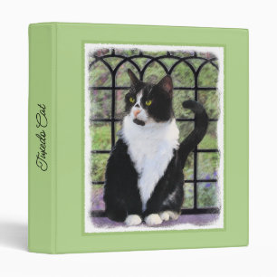 Tuxedo Cat in Window Painting Original Animal Art Binder