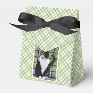 Tuxedo Cat in Window Painting Original Animal Art Favor Box