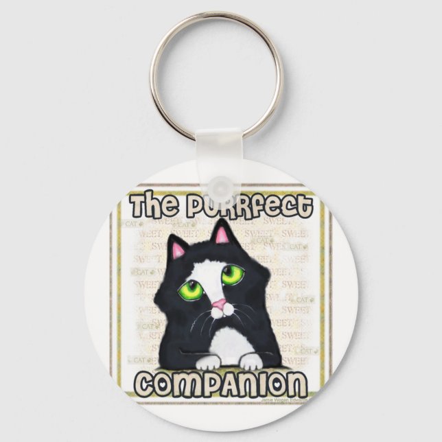 Tuxedo Cat Keychain (Front)