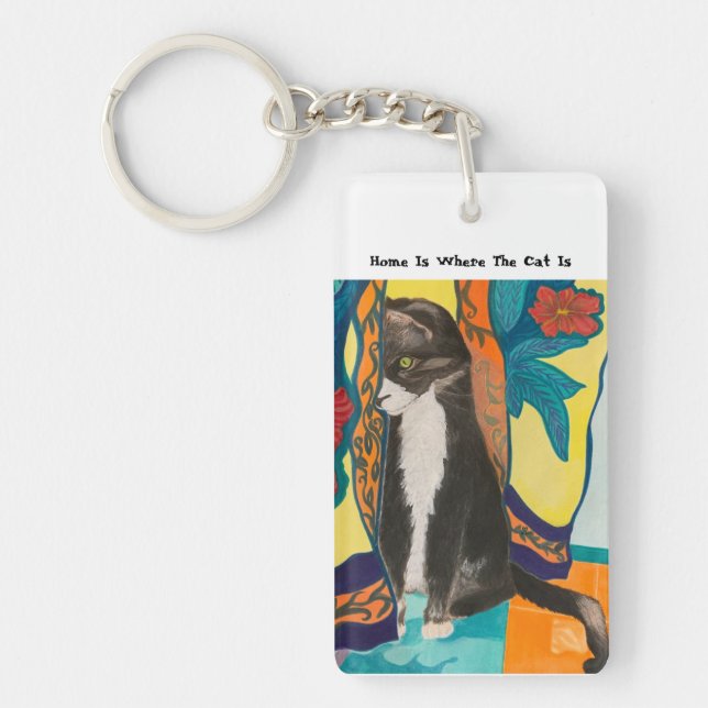 Tuxedo Cat Keychain (Front)